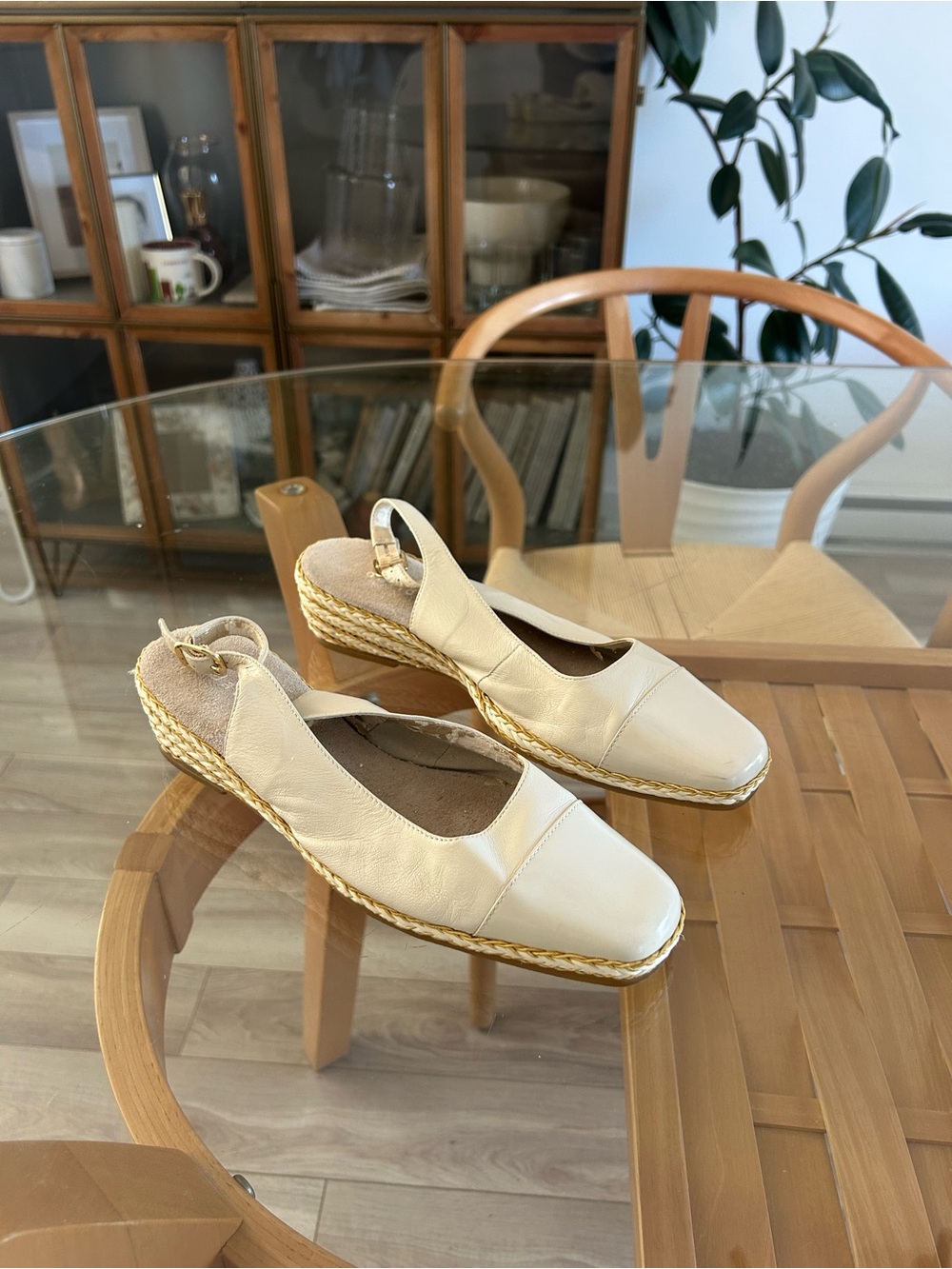 David Tate Leather Espadrille Slingback Wedges